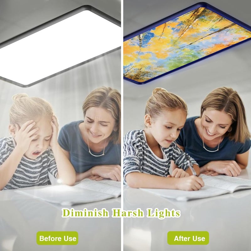 rndecuck 4Pcs Fluorescent Light Covers for Ceiling Lights,4x2 Feet Magnetic Light Covers,Drop Ceiling Lighting Covers Decor for Office,Kitchen,Classroom,Home,Hospitals (Forest) - Image 4
